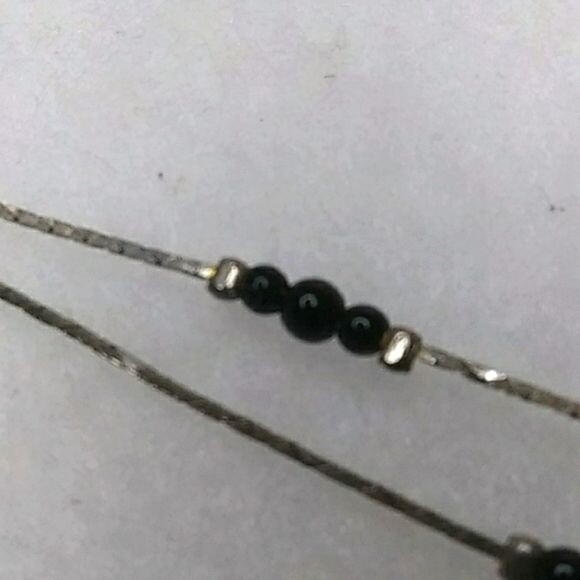 Vintage Korea silvertone‎ black beaded necklace - Picture 2 of 3